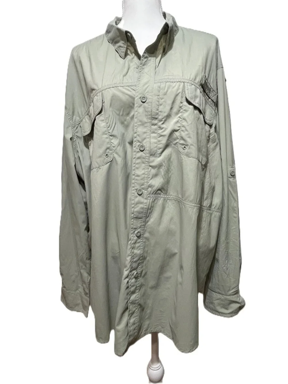 OutdoorLIfe Mens Expedition Shirt, Popular Sea Grass Color, Long Sleeve